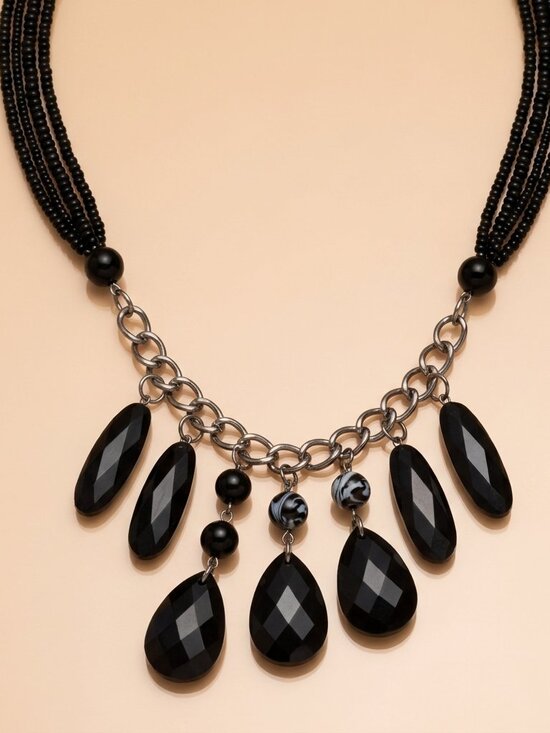 Nordstrom Jewelry - Black Faceted Teardrop Necklace